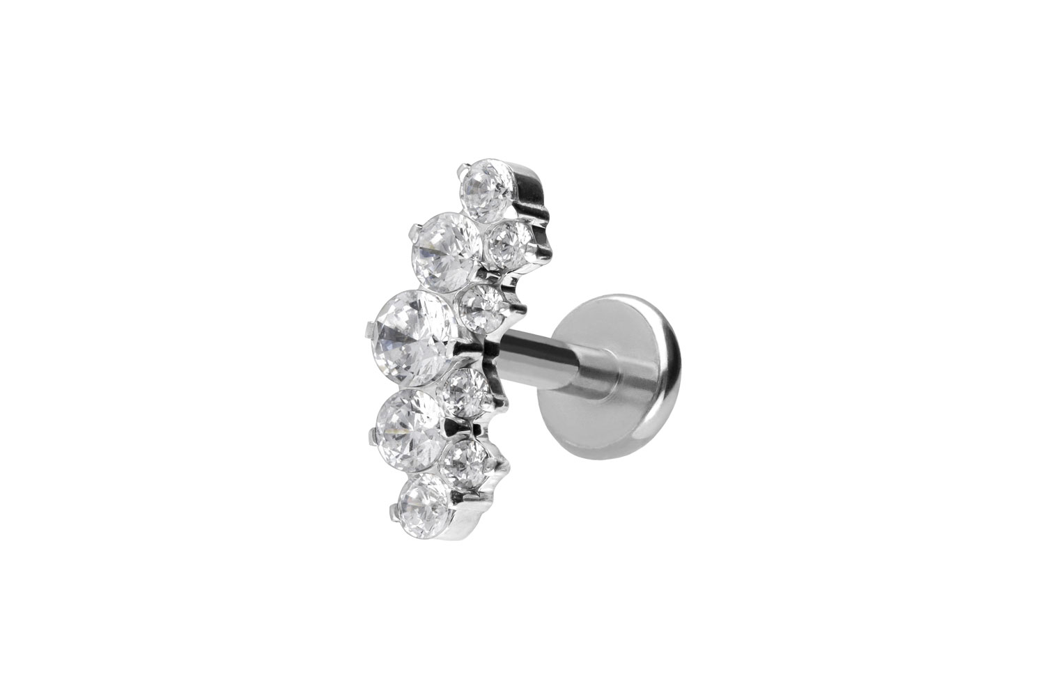 Titan Labret Piercing mit Push Fit KRISTALLBOGEN